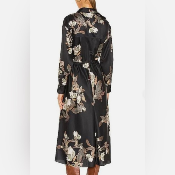 Vince lisianthus TIE - FRONT FLORAL-PRINT MIDI SHIRT DRESS SIZE LARGE brand new - Picture 4 of 8